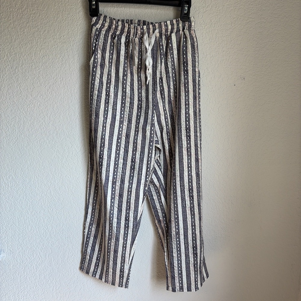 Brand New With Tag Women's Striped Beach Vacay Resort Wear Preppy Pants Size Med